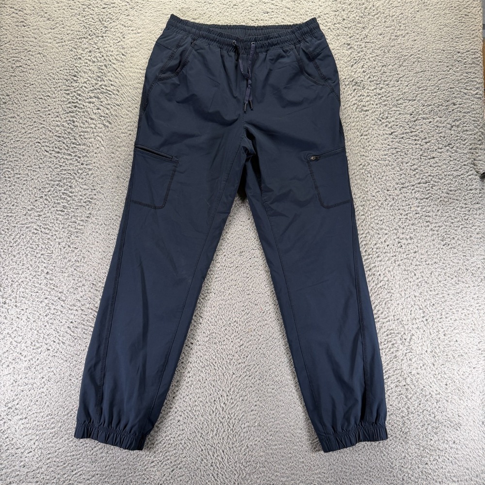 Eddie Bauer Sweatpants Women 6 Blue Polyester Fleece Lined Tapered Cargo Stretch